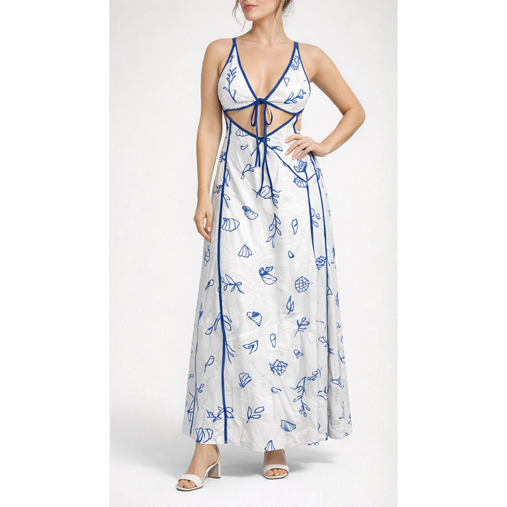 Vestido largo con tirantes: imagen 1